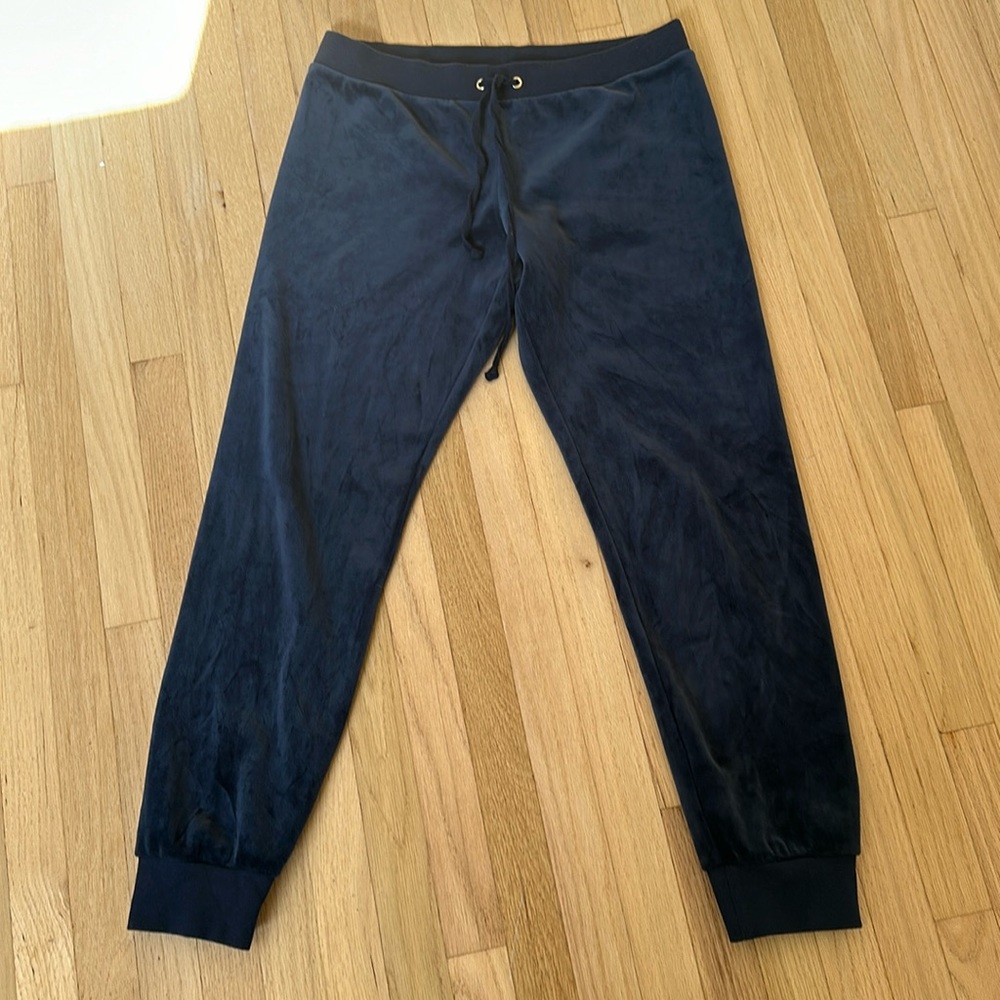 JUICY COUTURE BLACK LABEL NAVY BLUE TERRY DRAWSTRING PANTS